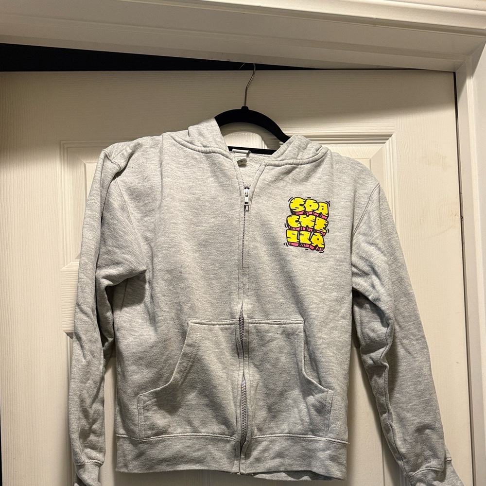 Gray Kids Hoodie with Yellow Graphic